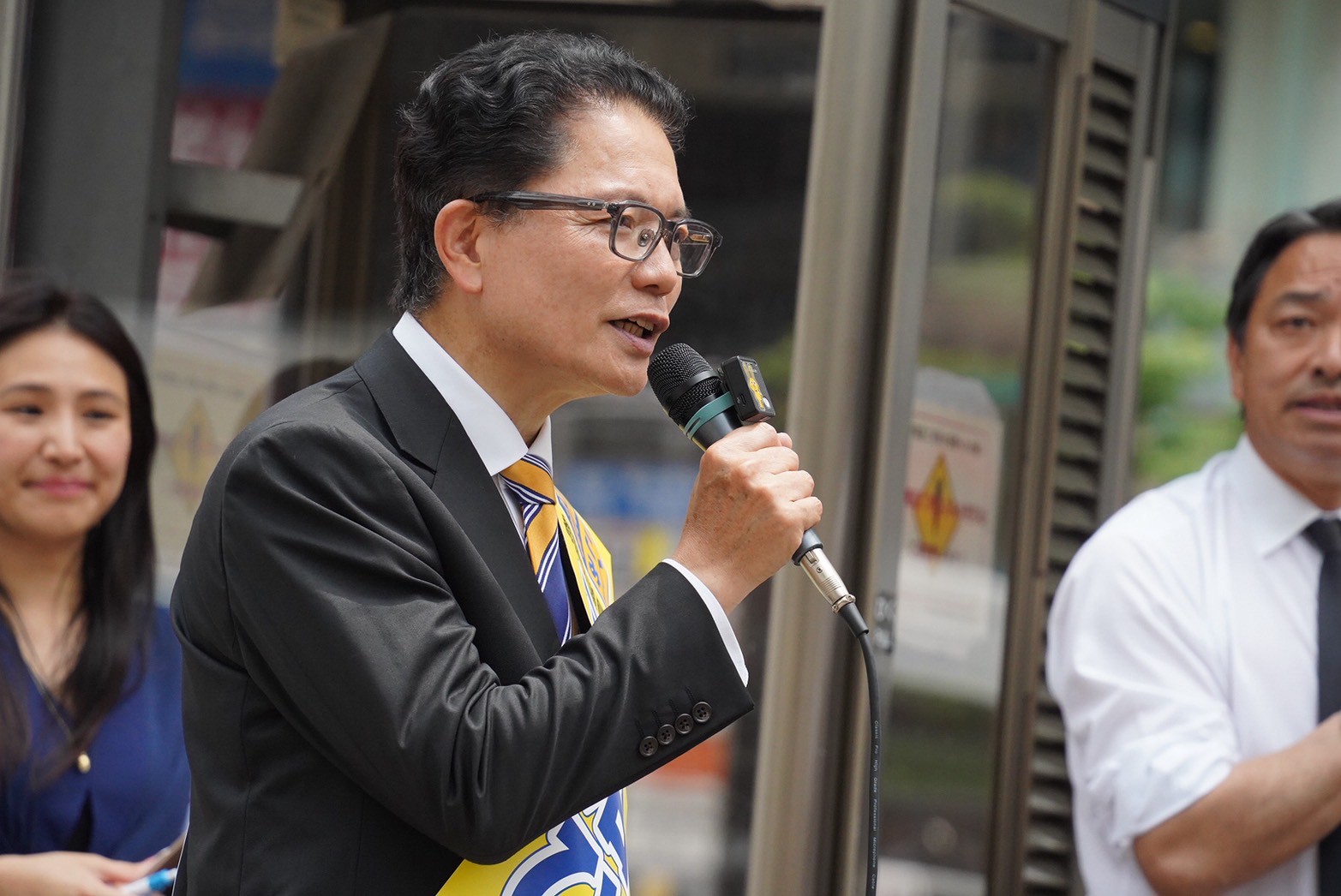 【江戸川区】「政治が変われば生活が変わる」天沼ひろし都議候補が榛葉幹事長と演説