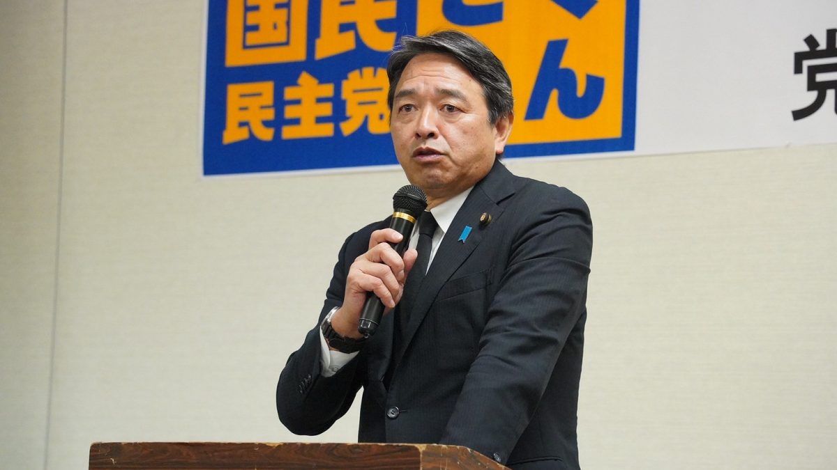 【佐賀】「一生懸命働いて税金を払っている中間層に報いたい」榛葉幹事長が全国キャラバンで講演