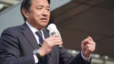 【奈良1区】「ゆとりをもって過ごせる生活を実現するために、一票を私へ託してほしい」杉本あおい候補が榛葉幹事長と街頭演説