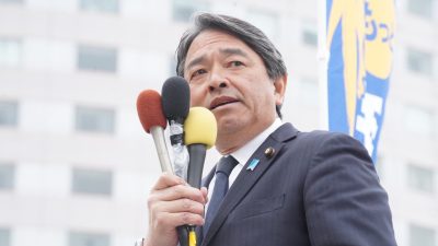 【石川1区】「政治は誰のものなのか、改めて問い直す」おだけかい候補が榛葉幹事長と金沢駅で街頭演説