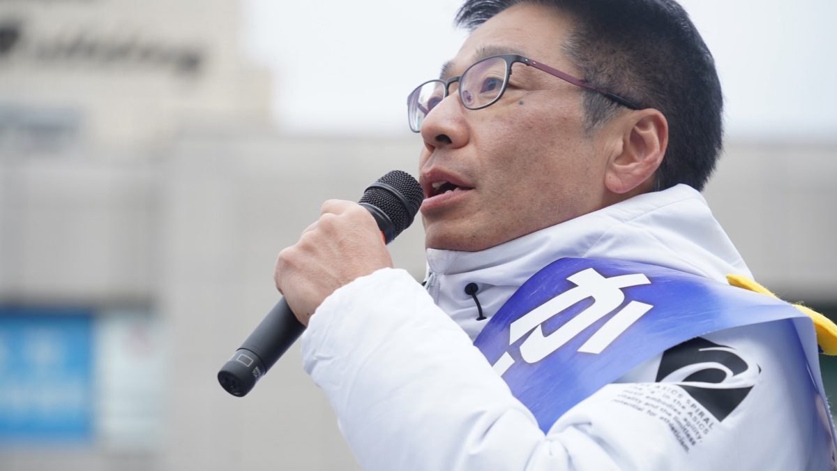 【滋賀1区】「昨日よりも今日、今日よりも明日が豊かになると実感できる社会を作り上げていく」かわい昭成候補が榛葉幹事長と街頭演説